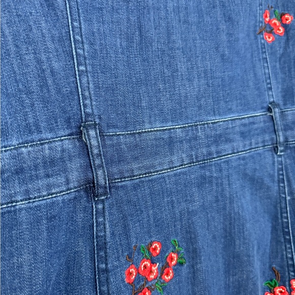 Madewell Embroidered Floral Denim Shirt Dress 2 NWT Pockets - Picture 9 of 12